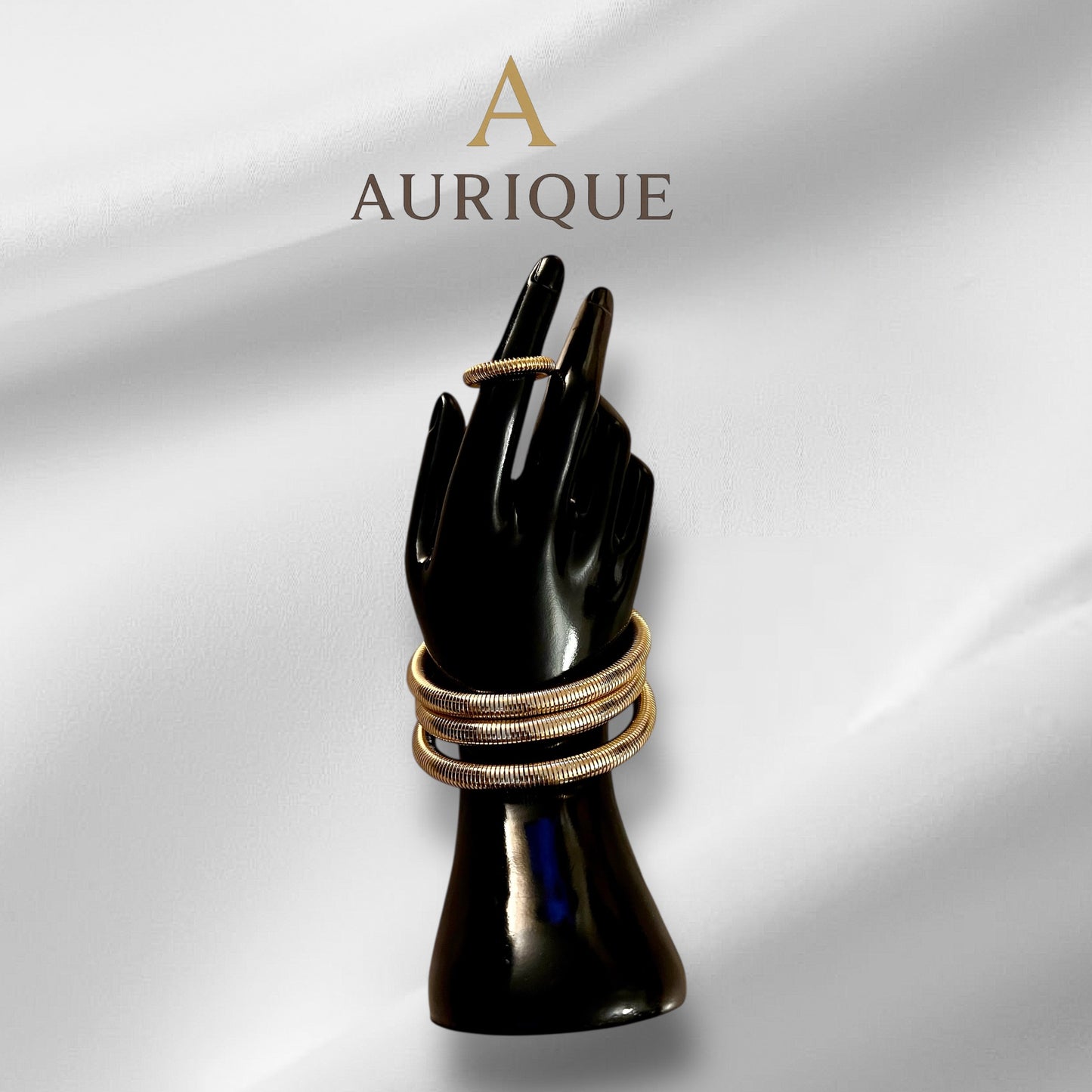 Gold Chord Bracelet With Ring