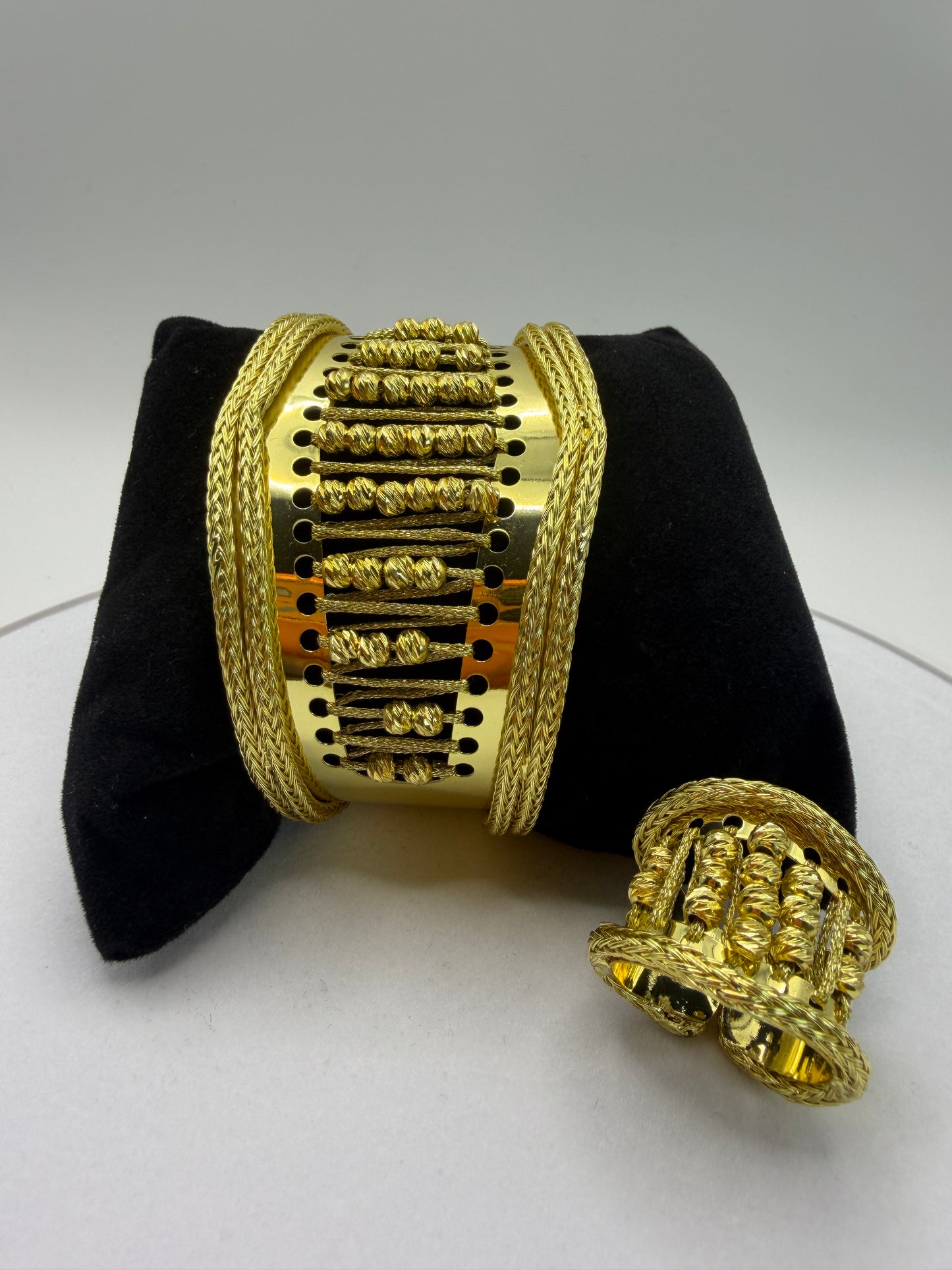 Beaded Net Bangle and Ring