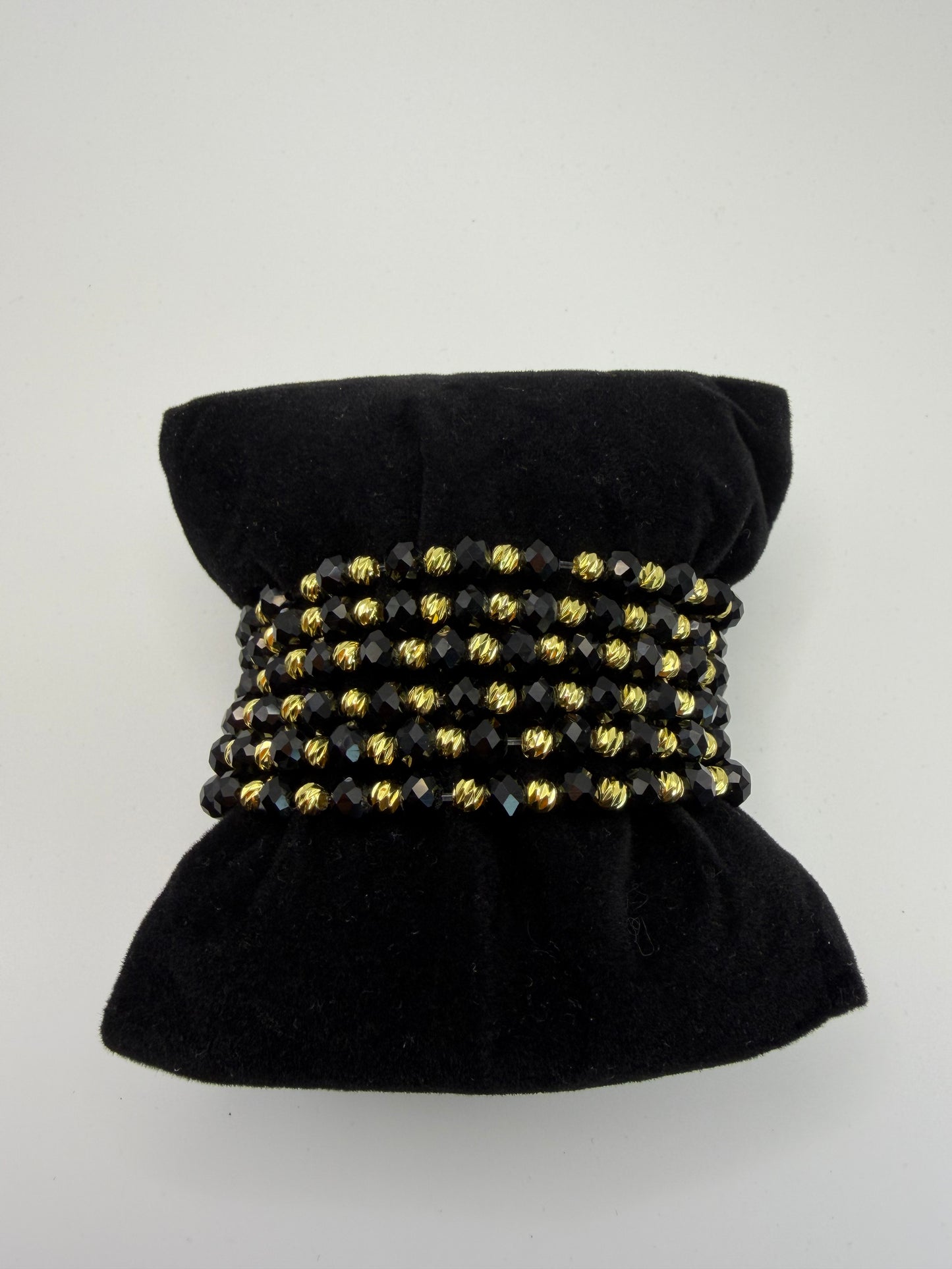 Diamond Cut Gold and Black Bracelet