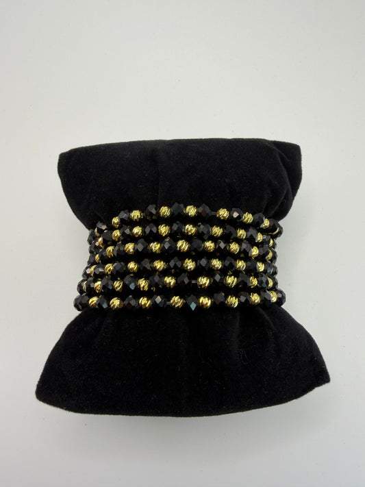 Diamond Cut Gold and Black Bracelet