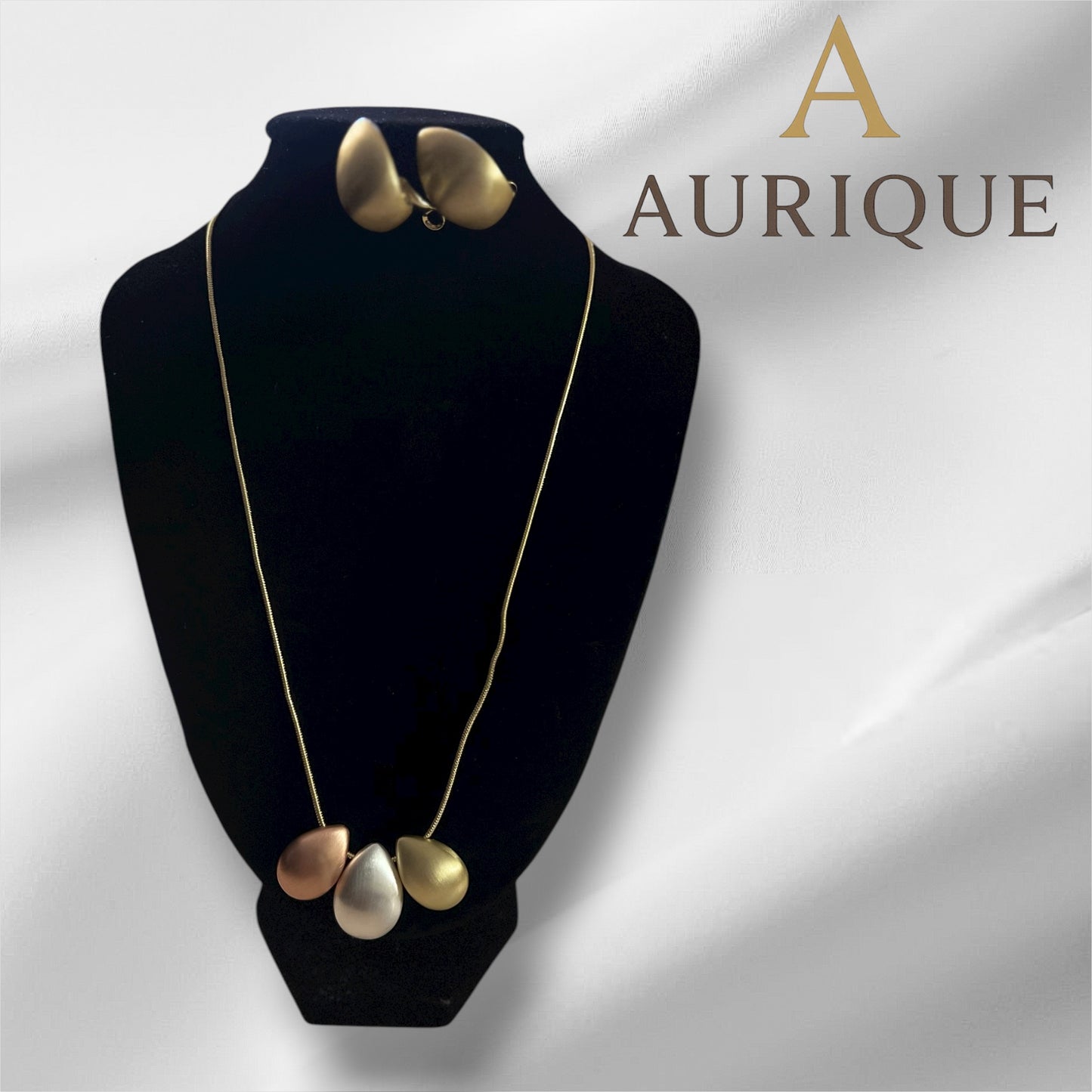 Three Tone Pearl Earring, Pendant with Chain