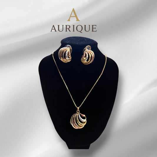 Three Tone Shell Earrings, Pendant With Chain