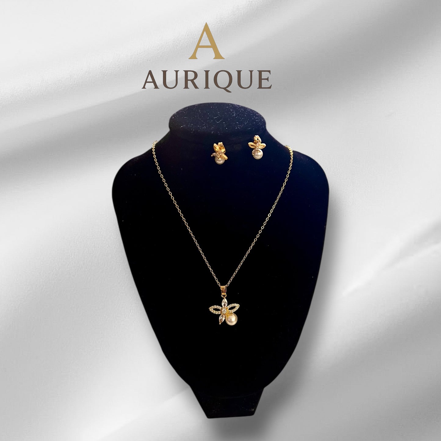 Flower Butterfly Earring With Pendant